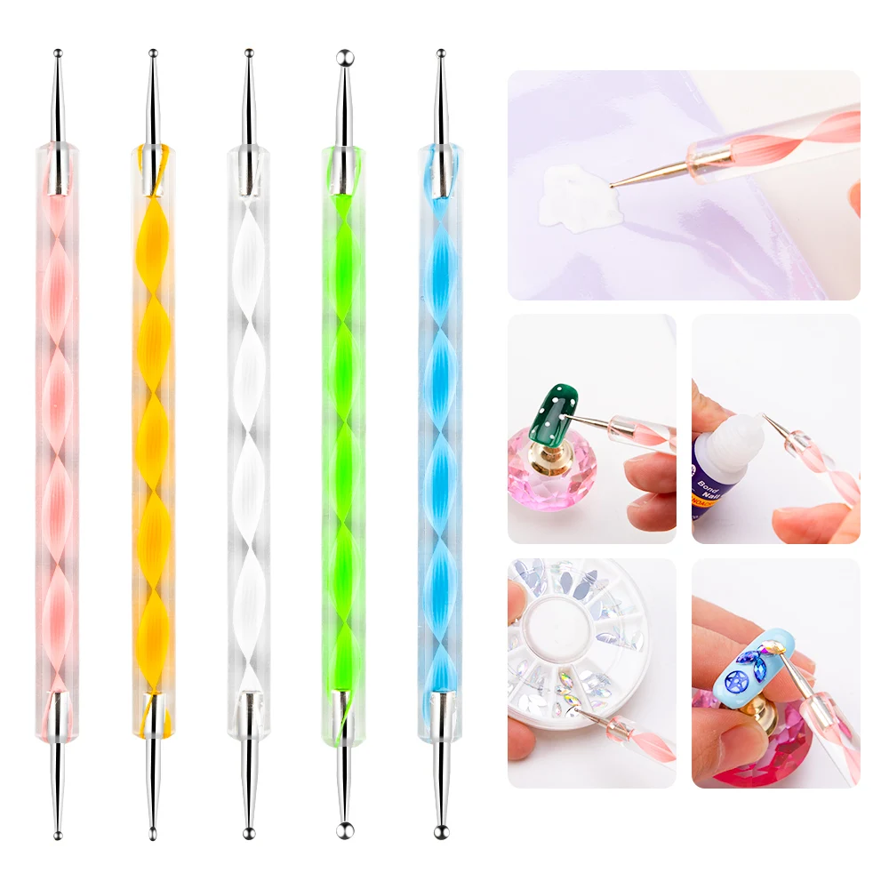 5 шт./компл. двусторонняя ручка для точечного маникюра стразы ручка-подборщик