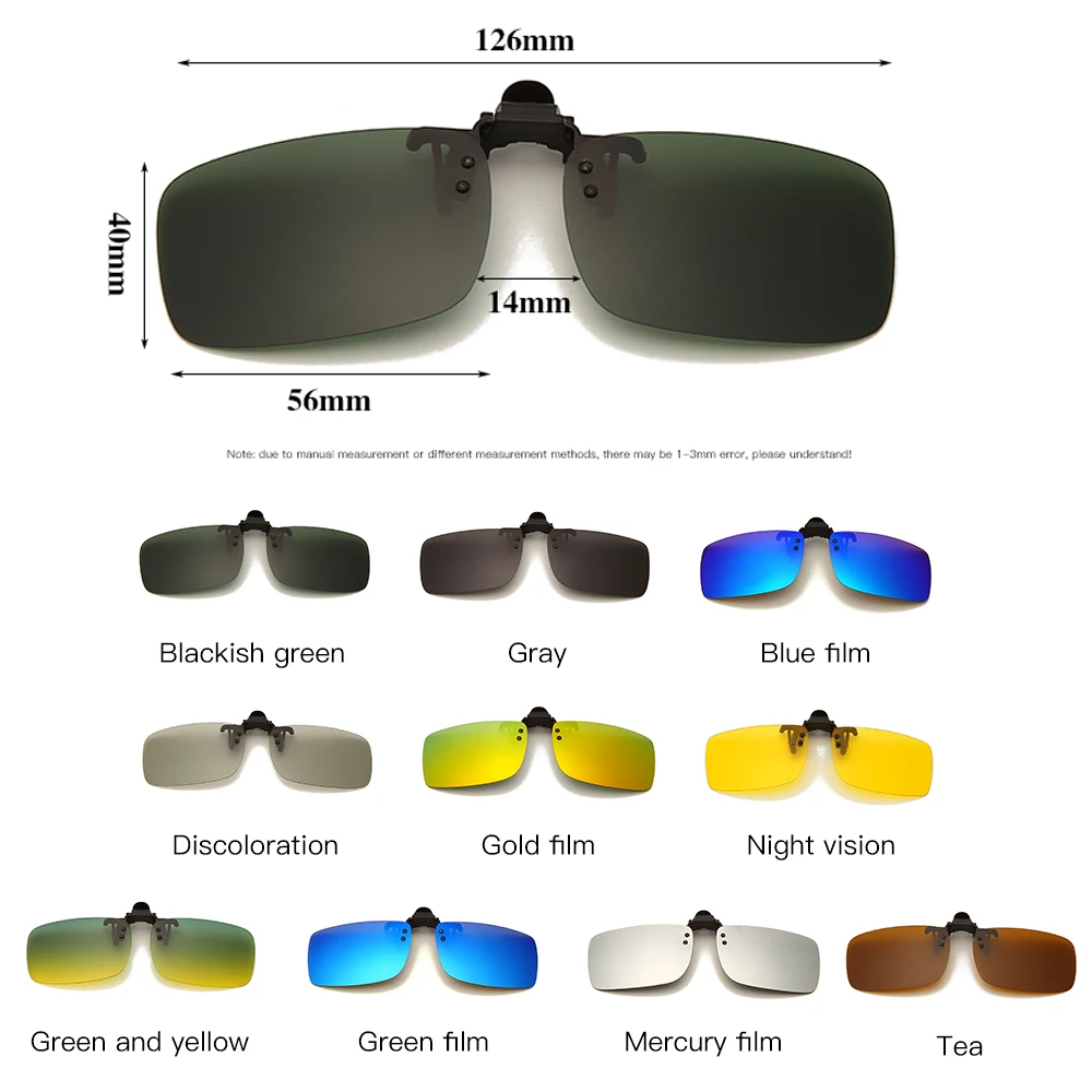

LongKeeper Square Clip On Sunglasses Men Polarized Photochromic Sun Glasses Yellow Lens Car Night Driving Eyewear Accessories