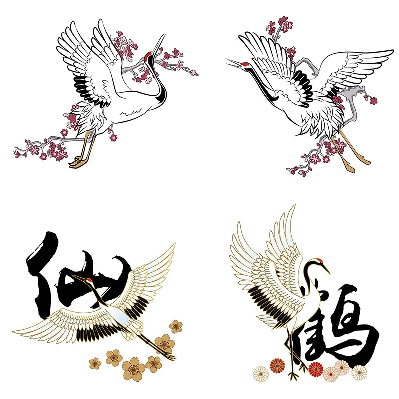 

Три Ratels QC556 Crane, который приносит удачу, элегантная художественная Наклейка на стену, украшение для гостиной, наклейка для спальни