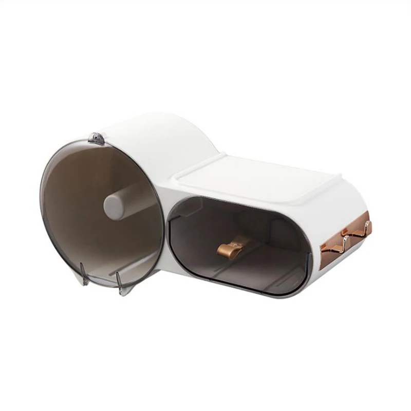 

Toilet Tissue Box Wall Mounted Punch Free Creative Waterproof Multifunction Bathroom Storage Box Tray Organizer Paper Holder