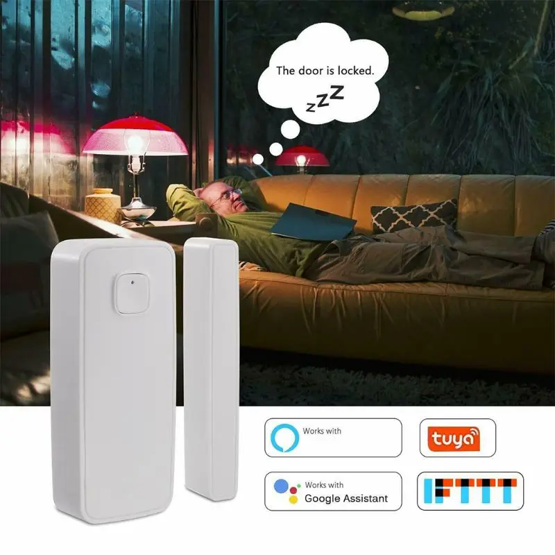 

1Set Smart Home Security Wireless Door Alarm WiFi Window Door Sensor Detector Via App Control for Amazon Alexa Home
