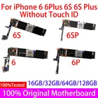 100% оригинальная материнская плата для iPhone 6 6 p для iPhone 6 6 Plus 6S 6S Plus материнская плата без Touch ID Заводская разблокированная