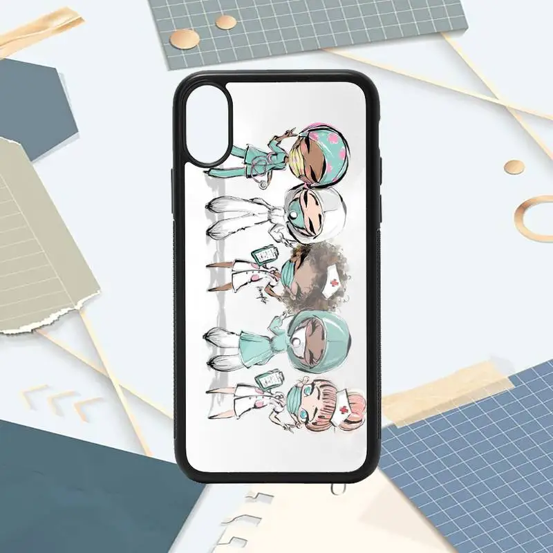 

Cartoon cute doctor nurse Phone Case PC for iPhone 11 12 pro XS MAX 8 7 6 6S Plus X 5S SE 2020 XR