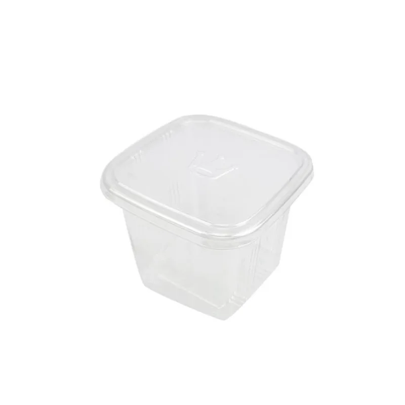

50sets Square Plastic Cupcake Mousse Packing Cake Box Disposable Transparent Dessert PET Cup Favors Boxes Supplies 400ML