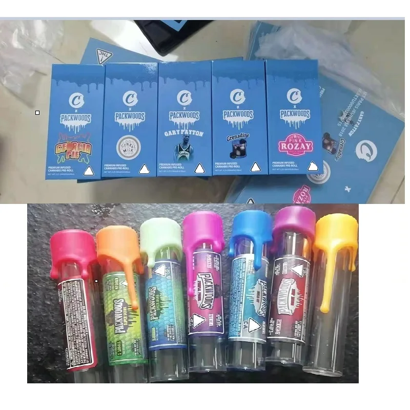 

Packwoods Tubes Preroll Joint Packaging bag Plastic Tank Dry Herb Storage Bottle Childproof Silicone Cap 11.8*2.4cm box Runtz