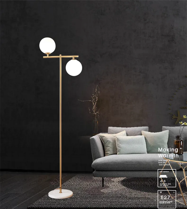 Современная стеклянные напольные светильники лампа E27 со стеклянным абажуром и