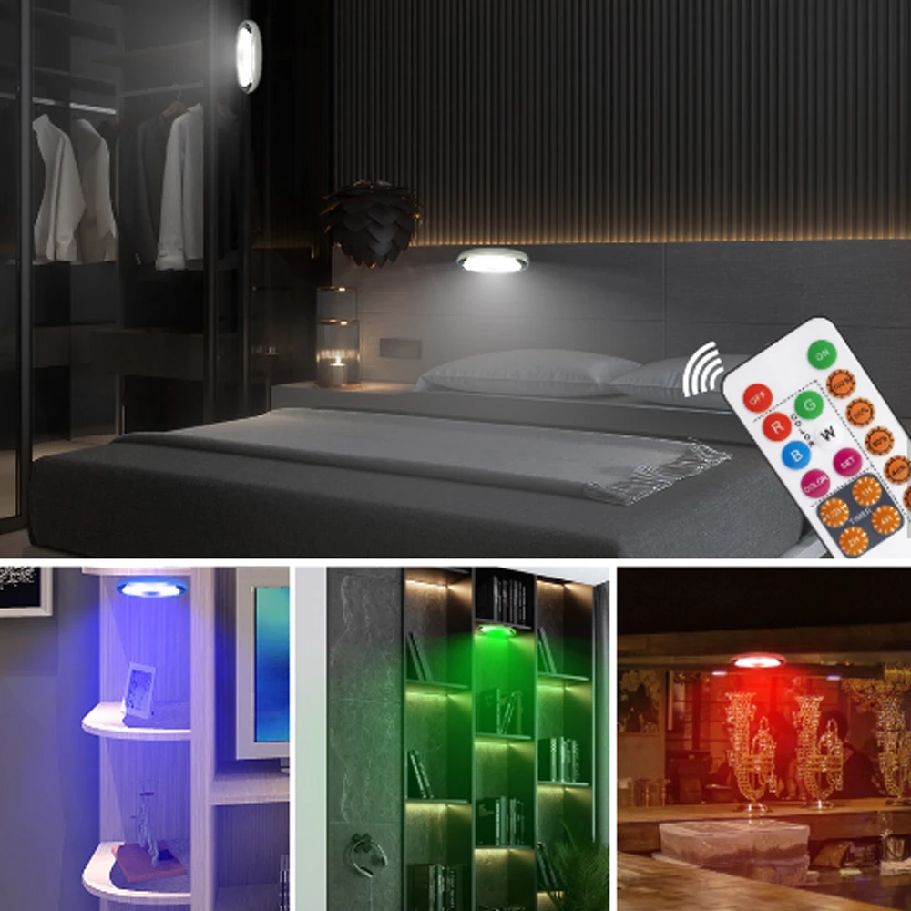 

Colorful LED Cabinet Night Lights Study Living Bathroom Storage Locker Porch Wardrobe Luces Remote Deco Chambre Home Decoration