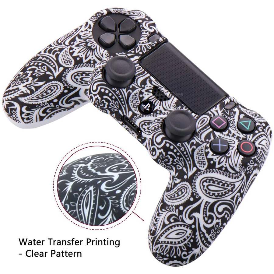PS4/Slim/Pro Controller Silicone Cover Waterproof Printing Flowers Skin for Sony Playstation 4 PS 4 Dualshock 4 Accessories