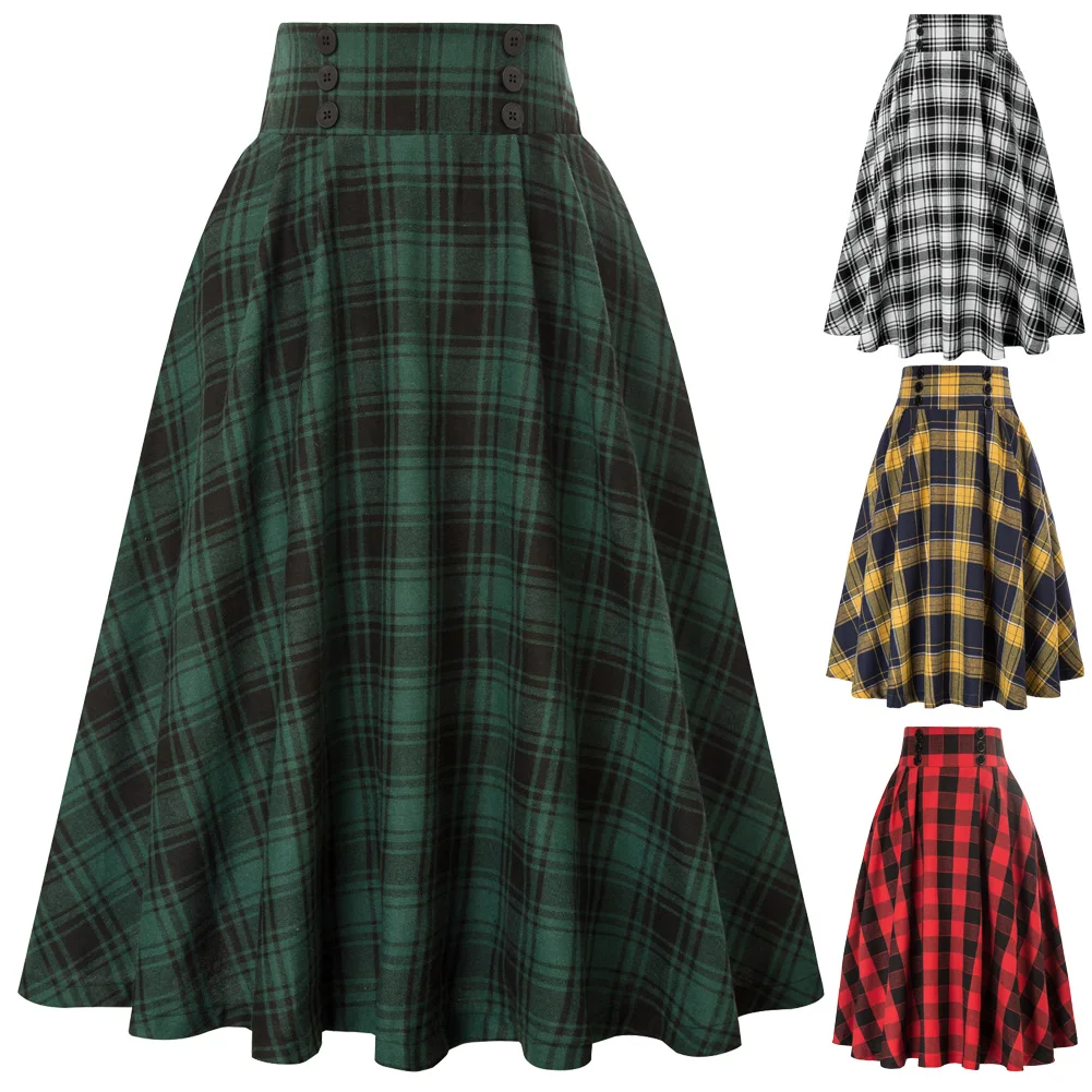 Юбка-миди Женская трапециевидная с эластичной талией на пуговицах | одежда