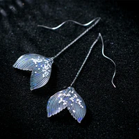 modian colorful transparent mermaid tail dangle earring for women 925 sterling silver geometric wave drop earring fine jewelry