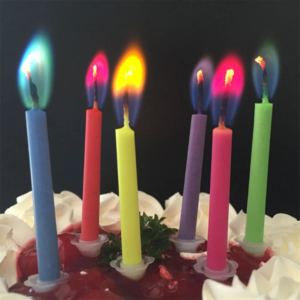 

Birthday candle party wedding holiday colorful flame environmental protection edible wax cake decor colorful flame candle #50