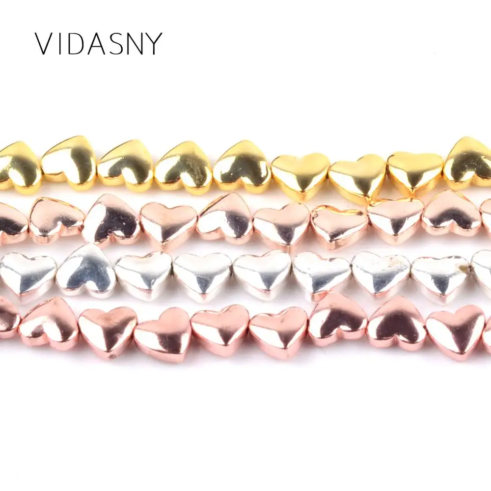 

Natural Mineral Gem Heart Shape Rose Gold Hematite Beads For Jewelry Making 6mm Spacer Loose Beads Diy Necklace Bracelet 15''