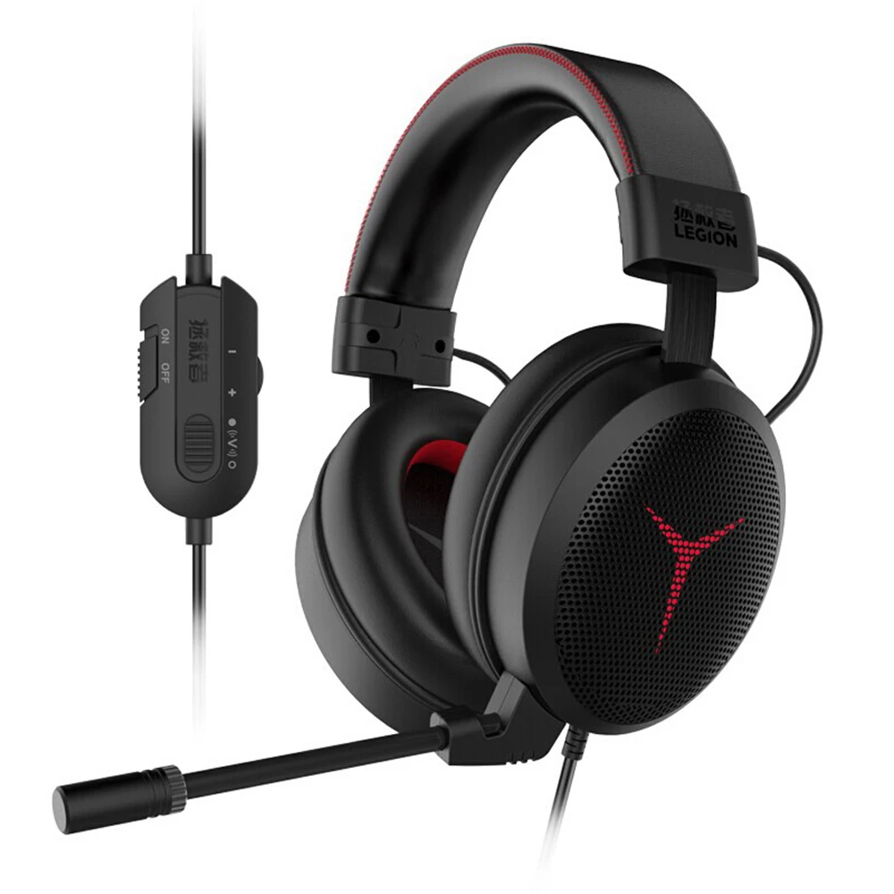 

Lenovo Gaming Headset USB Wired Headset Vibration 7.1 Surround With Detachable Mic Professional Headphone For Game