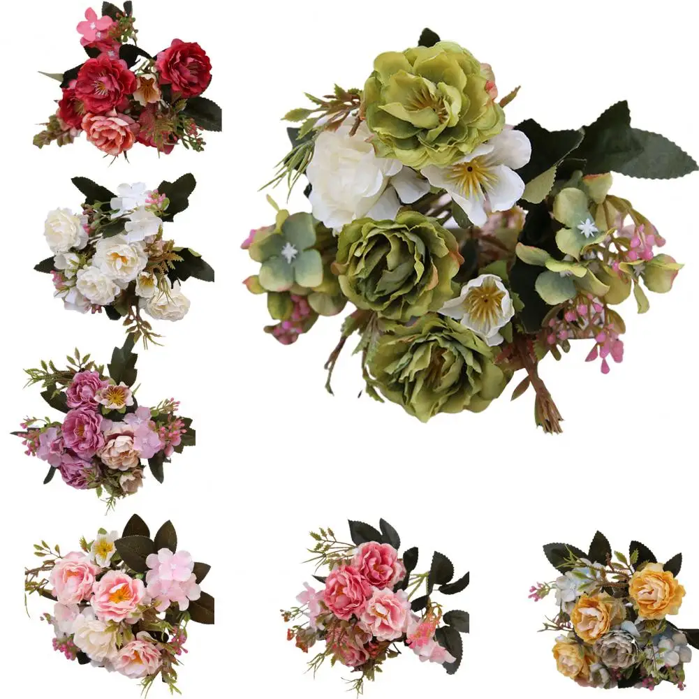 

1 Bouquet Artificial Flower Handmade Fresh-keeping Faux Silk Flower Multipurpose Fake Rose for Home