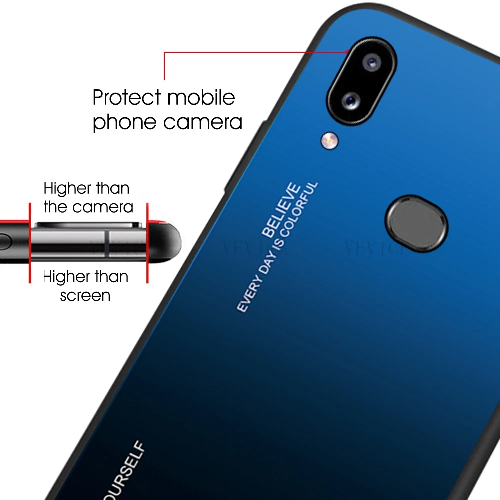 New Fashion Gradient Tempered Glass Cases For Samsung Galaxy A20S A10S A10E Luxury Glossy Ultra Thin Back Cover Fundas | Мобильные