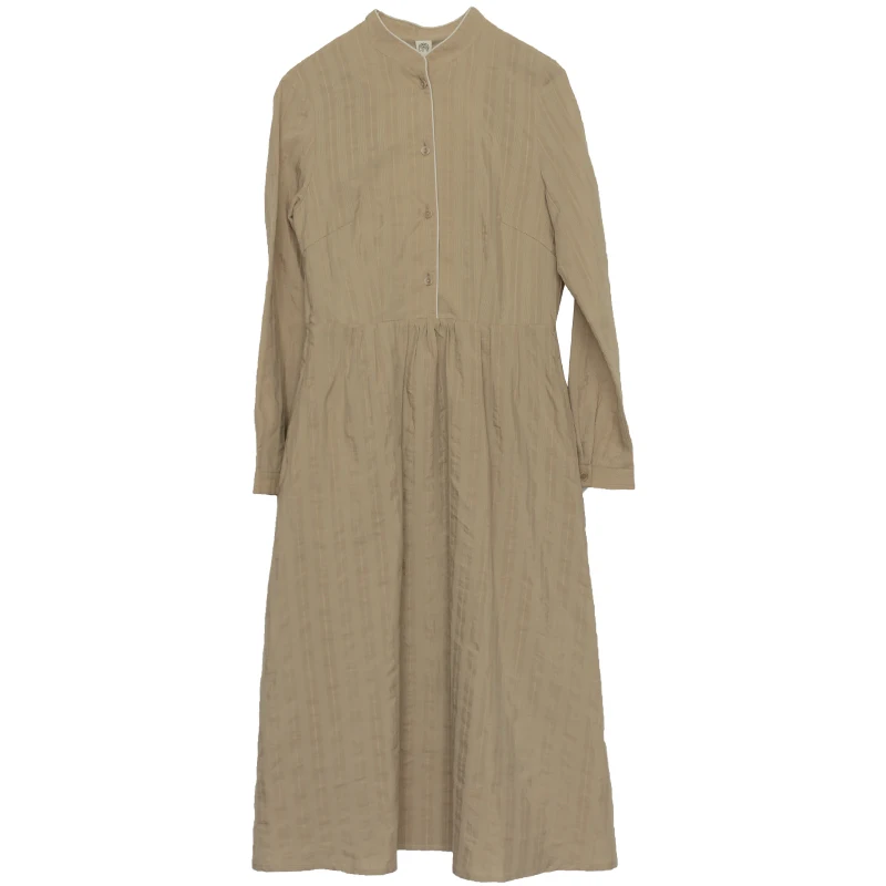 

CYNTHIA Women Dresses Female Vintage Mandarin Collar Long-sleeve Single-breasted Waisted Pleated Autumn Dress 20QDC-070