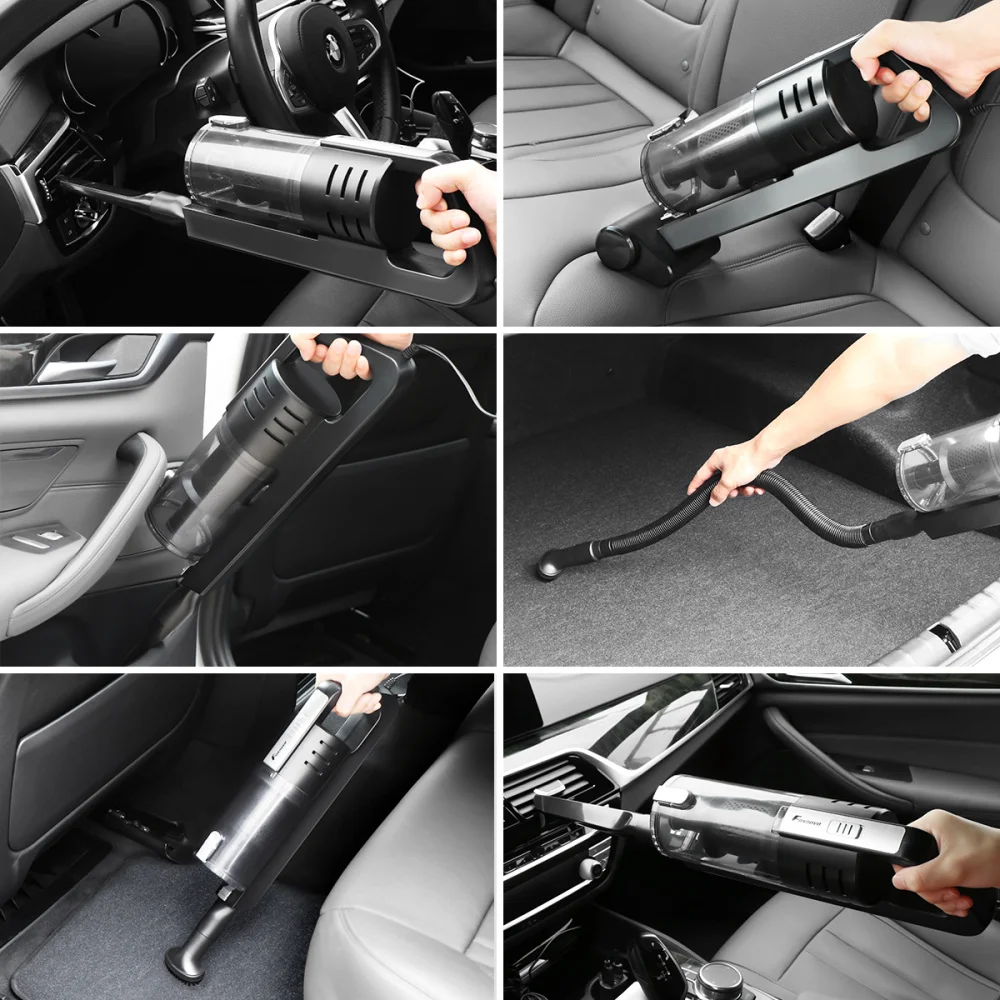

Foxnovo Car Vacuum Cleaner Wet and Dry Strong Suction Handheld Dust Collector (Black and Silver)