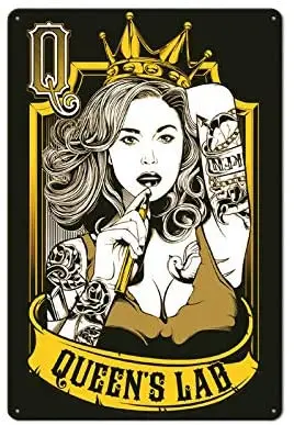 

Queen’s lab Poker Cave Decor Metal Sign Alcohol Home Bar Retro Vintage Signs 12x16 Inch