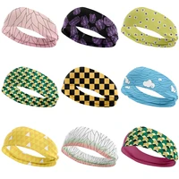 popular anime demon slayer cosplay men and women headband casual milk shreds sports hair accessories couple holiday girls gift