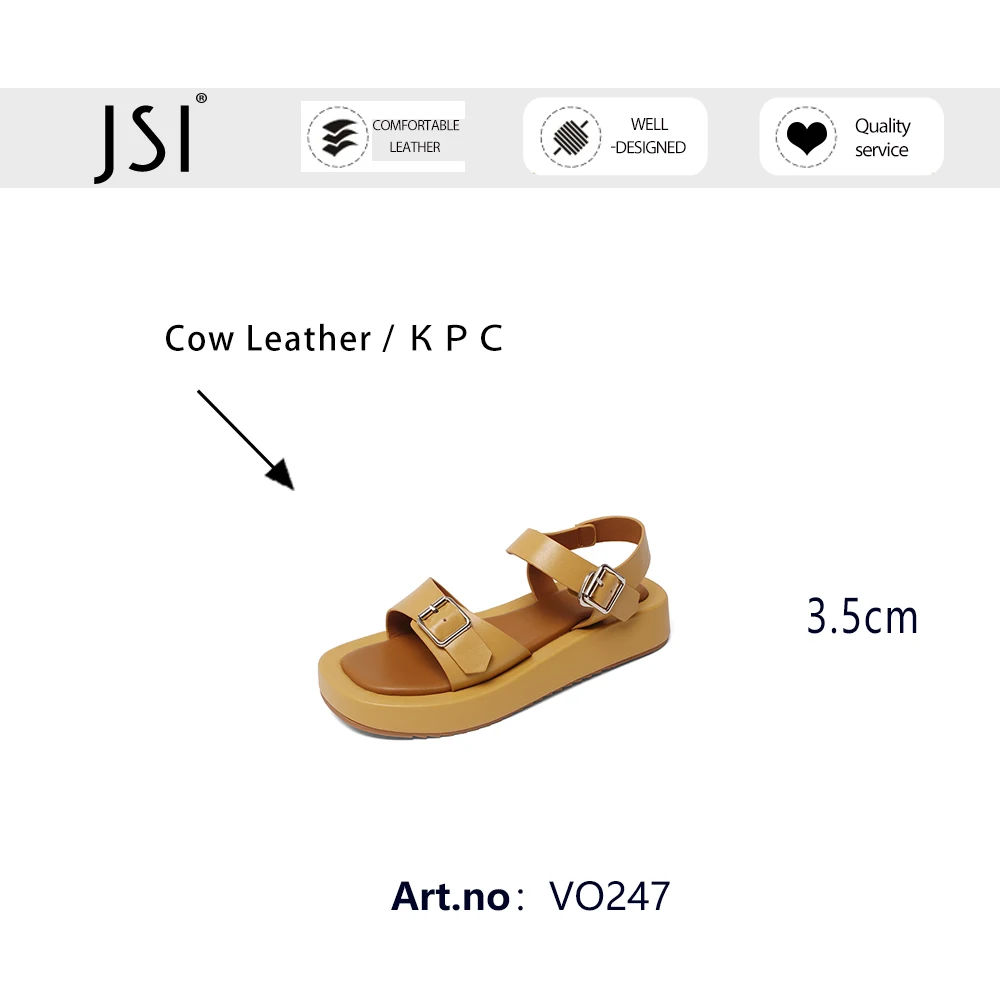 

JSI Genuine Leather Summer Women Shoes Sandals Basic Platform Neutral Walking Casual Round Toe Buckle Soft New 2021 VO247