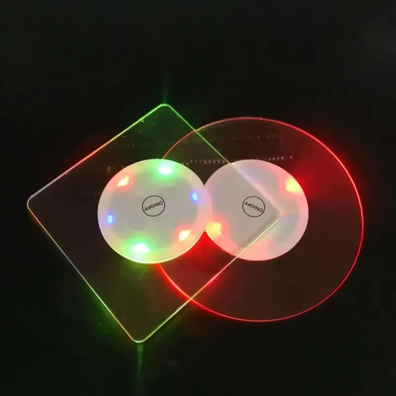 Акриловый Кристальный ультра тонкий светодиодный светильник Coaster Flash Cup Mat Bar