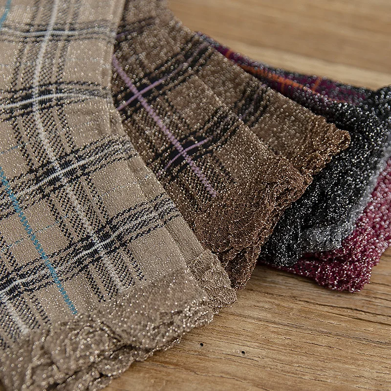 Новинка Осень 2019 женские носки в британском стиле клетку золотистые и