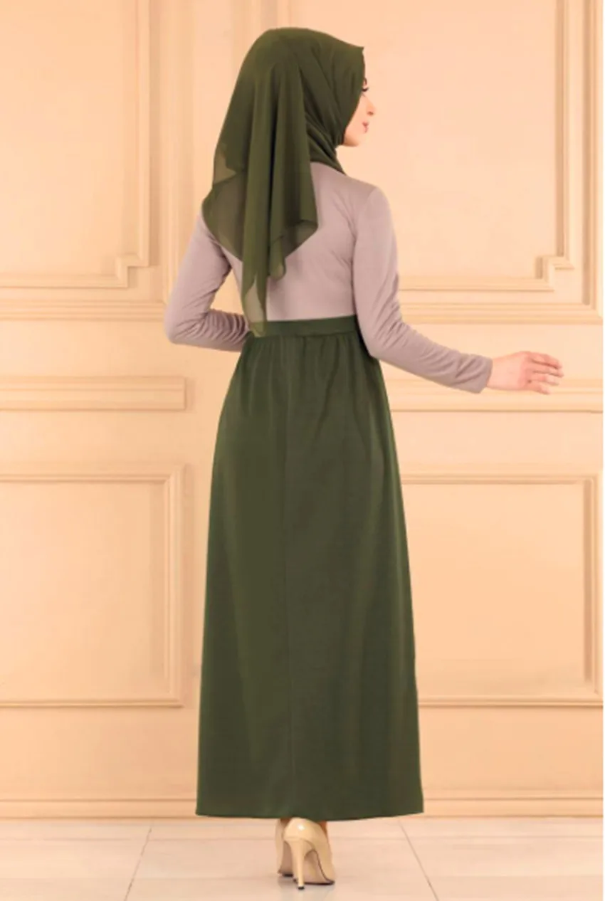 

Houthion Muslim Long Dresses Plus Size Ankle-Length Arab Stitching Women's Dress Long Sleeve Loose 2021 Dubai Folk-custom