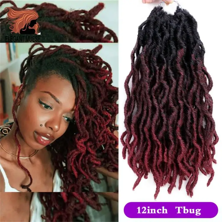 Элегантный MUSES Goddess Nu Locs, мягкие вязанные крючком волосы, косички, 12, 18 дюймов, faux Locs CURLY, синтетические волосы, предварительно петля, вязанные крючком косички