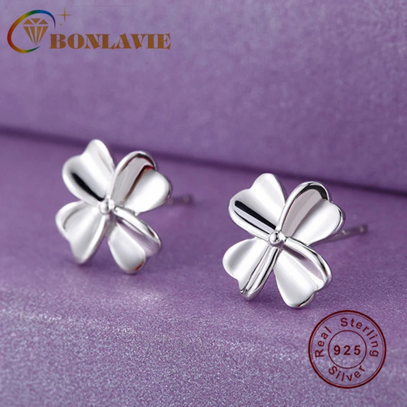 BONLAVIE серебряный цвет игла новый тип четырехлистная трава ушной гвоздь для женщин