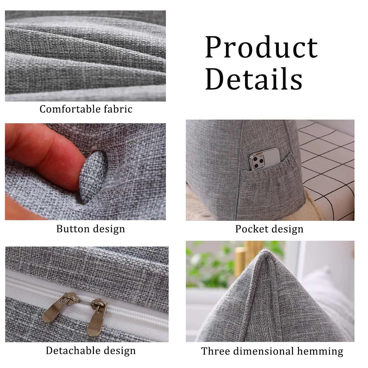 

180*50*20cm TV Reading Rest Triangular Wedge Lumbar Back Pillow Sofa Cushion Bed Pillow living Room Lumbar Pad Home Decor