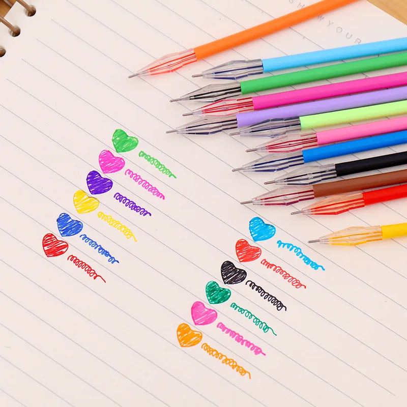 

12 Pcs Diamond Head Factory Direct Creative Stationery Candy-color Gel Pen Refills for The Core 0.38mm 12 Color
