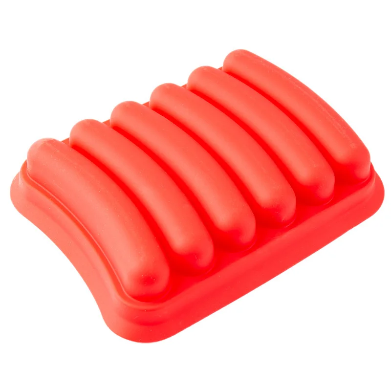 Силиконовая антипригарная колбасная форма 6 ячеек для приготовления хот догов