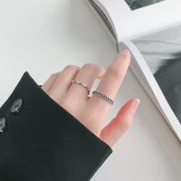 fmily minimalist 925 sterling silver personality wave ring retro fashion wild hip hop punk jewelry for girlfriend gifts