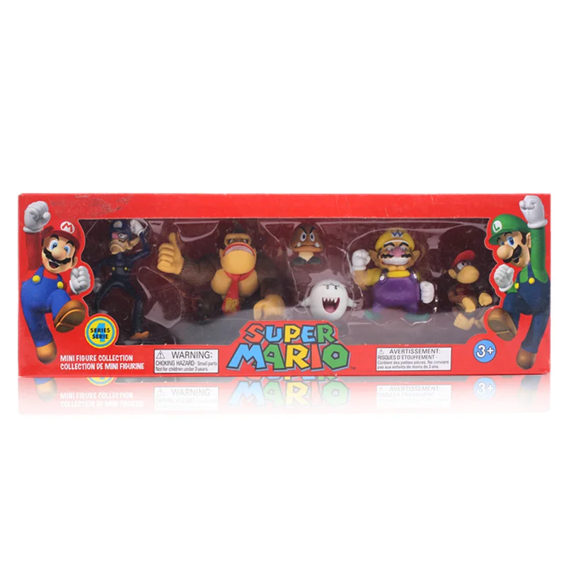 6pcs 6 шт./компл., для детей от 3 до 8 лет см Super Mario Bros ПВХ Фигурки игрушки куклы Марио Луиджи Йоши гриб Донки Конг в подарочной коробке Прекрасный подарок для детей - Цвет: 6pcs