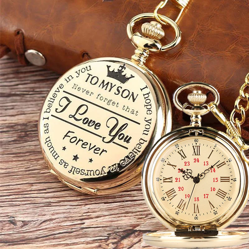 

Vintage Quartz Mechanical Pocket Watch Clock Chain English Words European and American Fashion Lettering Quartz Pocket Watch