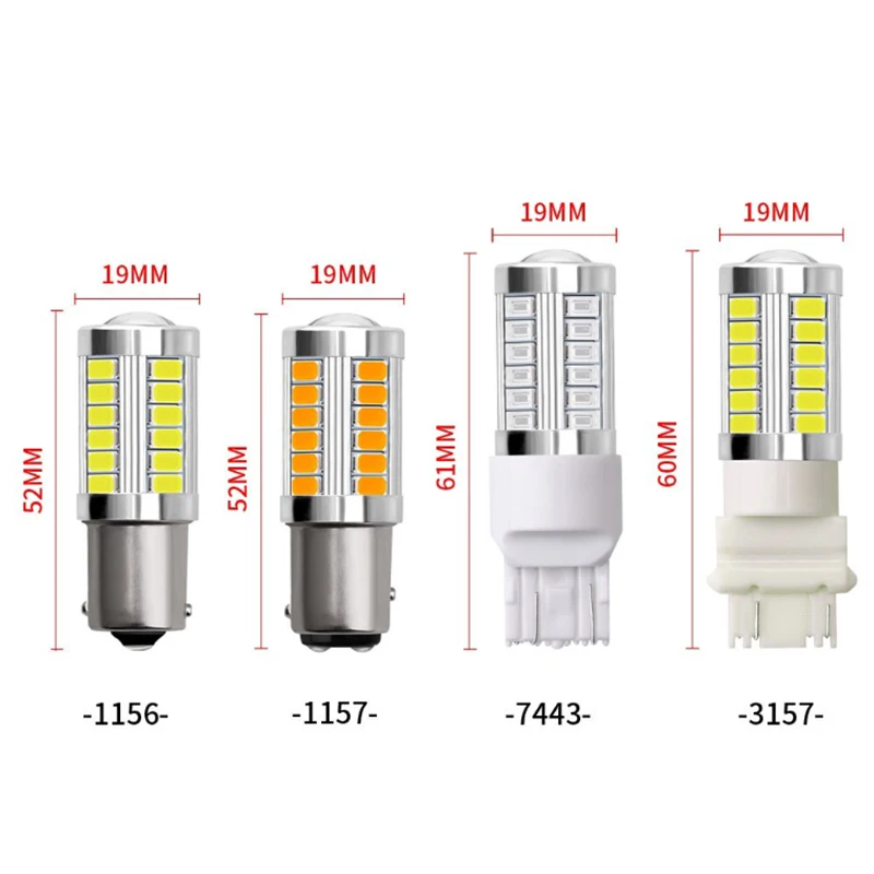 4 шт. 1156 1157 7440 7443 P21W BA15S 33 SMD 5630 5730 светодиодный Автомобильная резервная светильник s двигатель тормозные лампы дневного светильник белого цвета