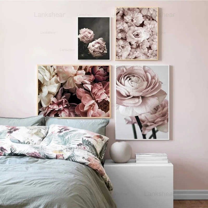 Пионовые цветы Hd домашний декор цветочный ботанический постер листья настенное