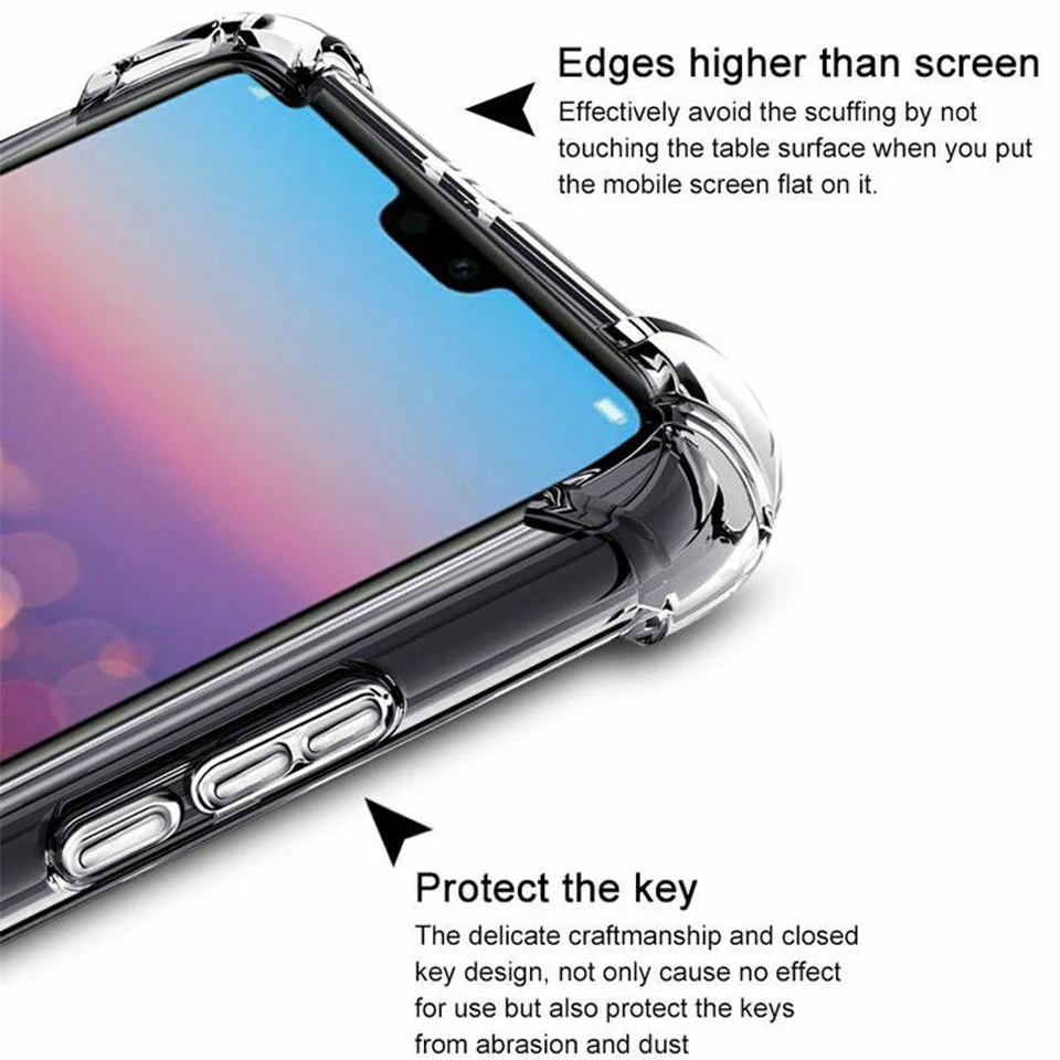 Ultrathin Shockproof Soft TPU Silicone Clear Case Crystal Phone Back Cover Shell Coque Funda for HUAWEI P20 Lite nova 3e Pro | Мобильные