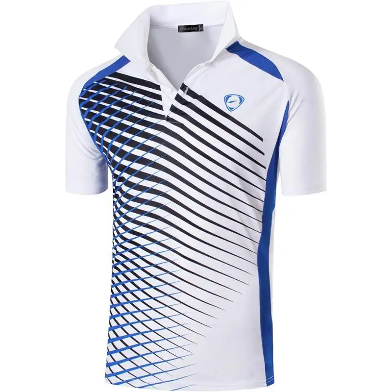 

jeansian Men's Sport Tee Polo Shirts POLOS Poloshirts Golf Tennis Badminton Dry Fit Short Sleeve LSL243 White2