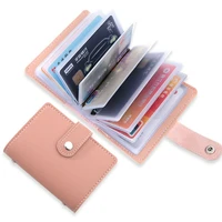 woman small card bag slim pu leather id credit card holder pocket case purse wallet travel pure color holders
