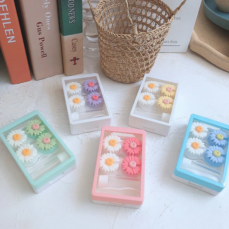 

summer Fresh daisy contact lens case INS beauty lens case contact lens storage box can as gift