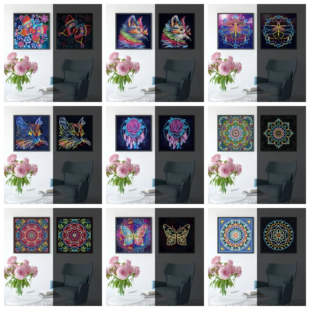 

New DIY Night Luminous Diamond Painting Special Shaped Diamond Embroidery Cross Stitch Animal Picture Of Rhinestone Home Decor