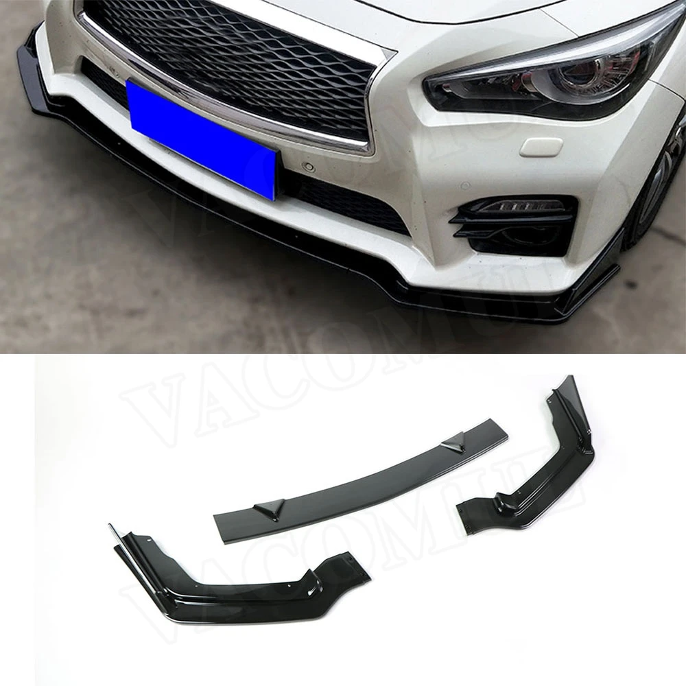 

3 шт. для Q50 2018 ABS автомобильный передний бампер, спойлер, разветвители для Infiniti Q50S 2014-2019, автомобильные Внешние запчасти, лопатка для подбород...