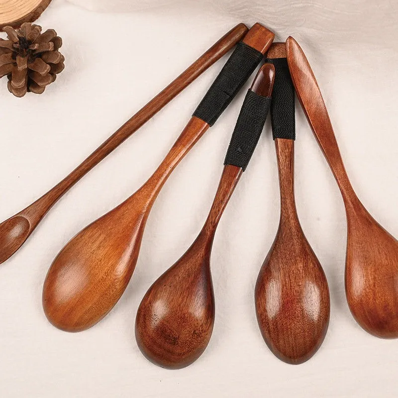 

Маленькая деревянная ложка Nanmu для еды, деревянная посуда, деревянная ложка, маленькая ложка для детей