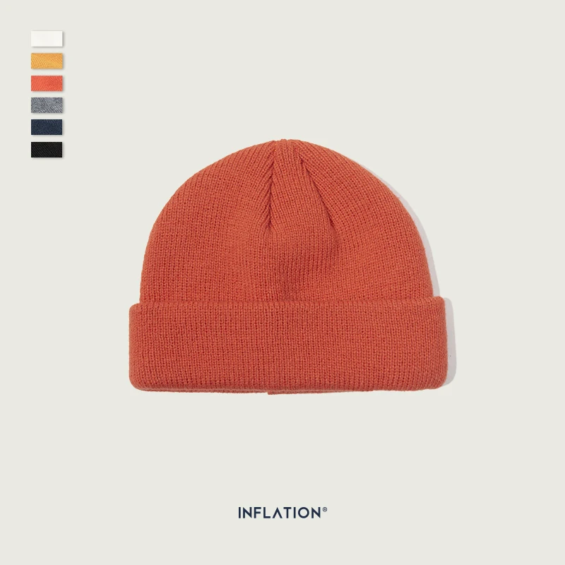 Инфляция, унисекс вязаная шерстяная Осенняя шапка, зимняя, Skullies Beanies, модная, брендовая, теплая, вязаная, однотонная, 5 цветов, Skullies Beanie 170CI2019