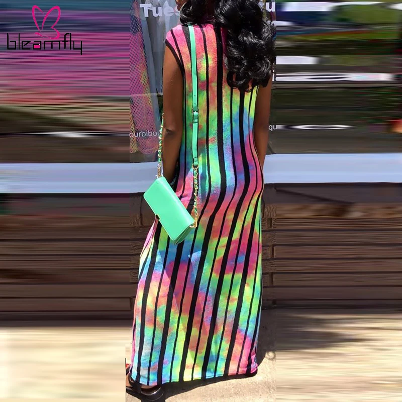 Женское летнее Полосатое облегающее длинное платье макси Сексуальные вечерние