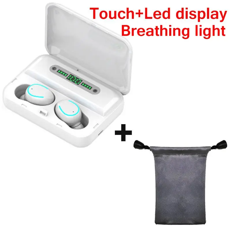 breath light add bag TWS светодиодный дисплей мини беспроводной стерео Bluetooth 5,0 наушники водонепроницаемый зарядный мини невидимая кнопка - Цвет: breath light add bag