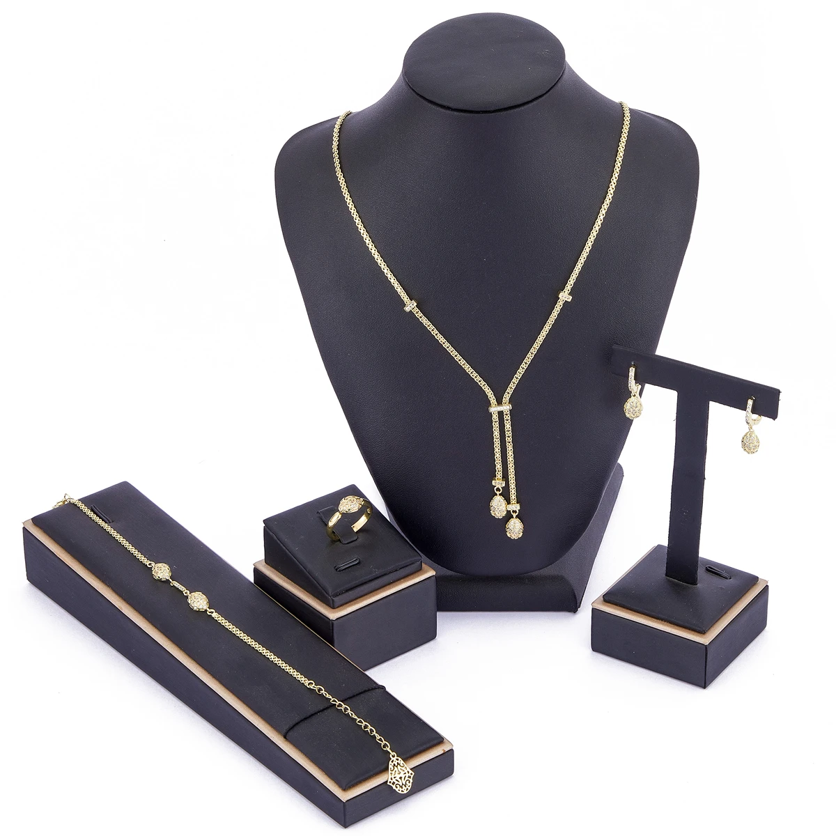 

2021 Apr hot selling accessories wedding jewelry set for women Mixed color jewelry set copper high quality jewelry set