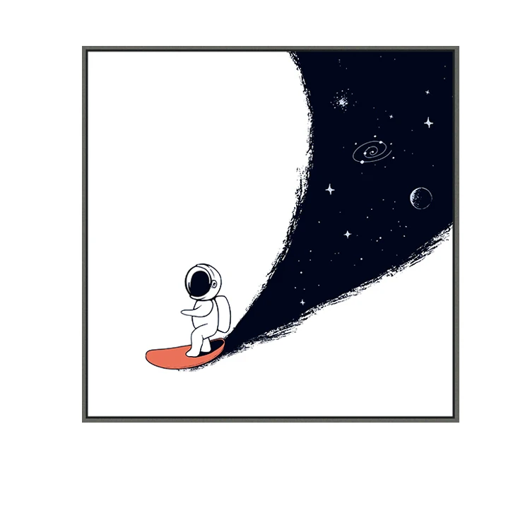 Cartoon rocket Astronauts Nursery Wall Picture Poster Print Boy bedroom Modern Canvas Painting Kids Children Wall Art Mural - Цвет: A