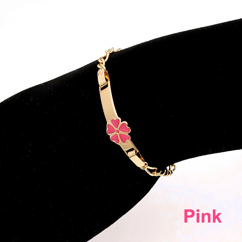 Pink Красочные детские браслеты с сердцем, ювелирные изделия для малышей, золотой браслет для крещения, браслеты для детей, B0929 - Окраска металла: Pink